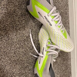 Adidas Predator Cleats in White and Neon Green